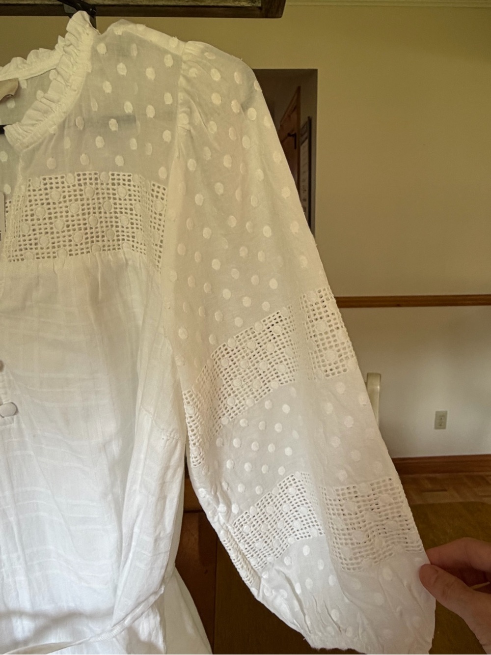 NWT LOFT White Textured Tie-Waist Tunic Dress Large - Picture 3 of 5